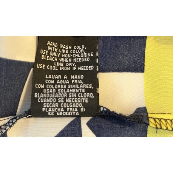 Madison Leigh Women’s Dress Black White Abstract With Yellow Stripe Bottom Sz-10 - Picture 6 of 7